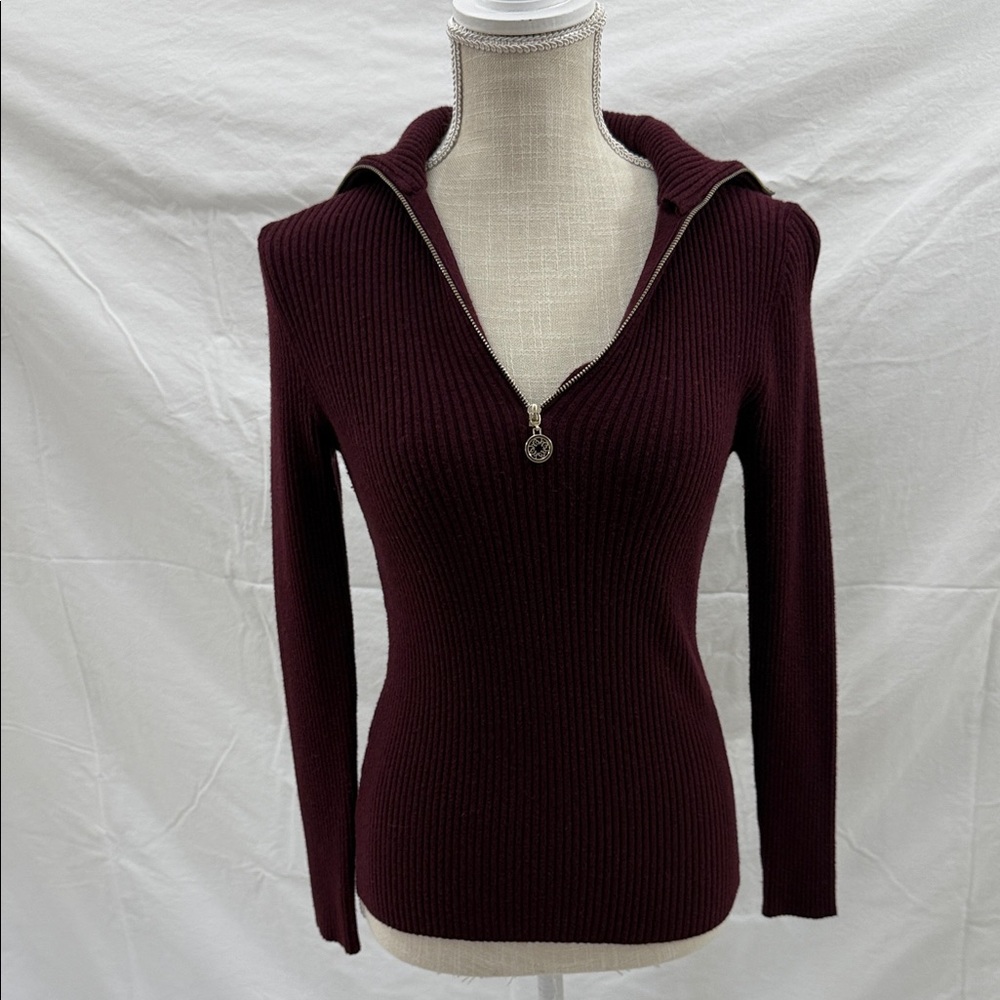 White House Black Market Women's Burgundy Sweater